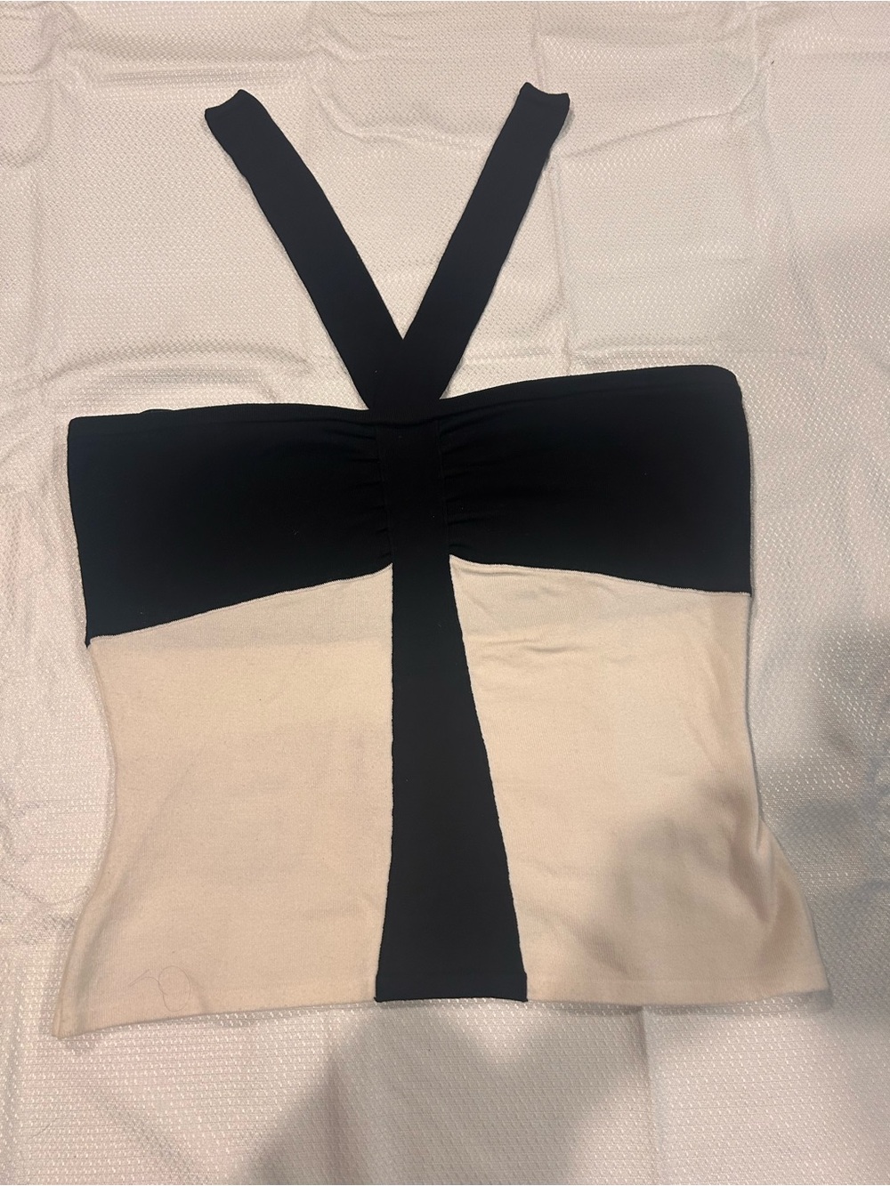 INC International Concepts Black and Cream Halter Colorblock Tank